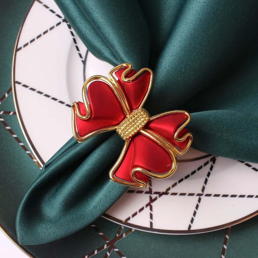 Red Bow Holiday Napkin Rings