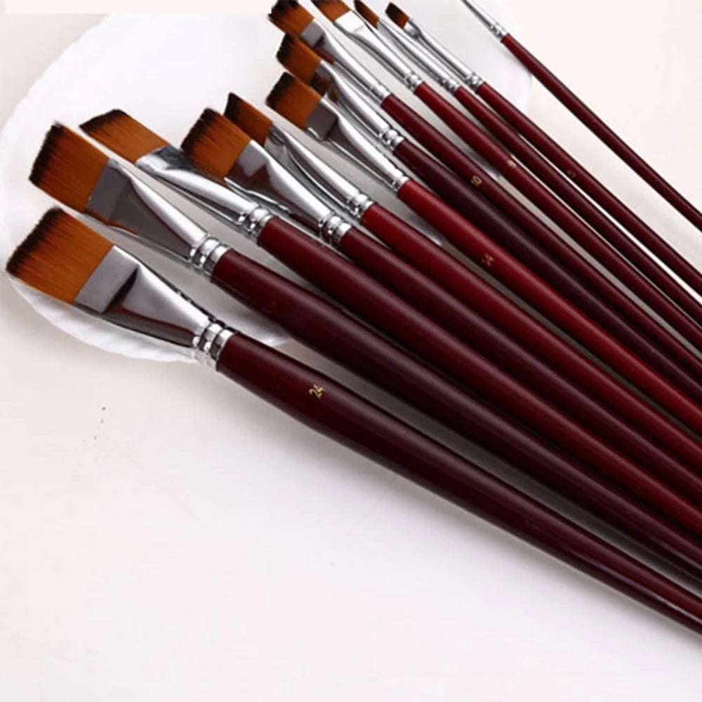 Nylon Paint Brushes, 12 pcs