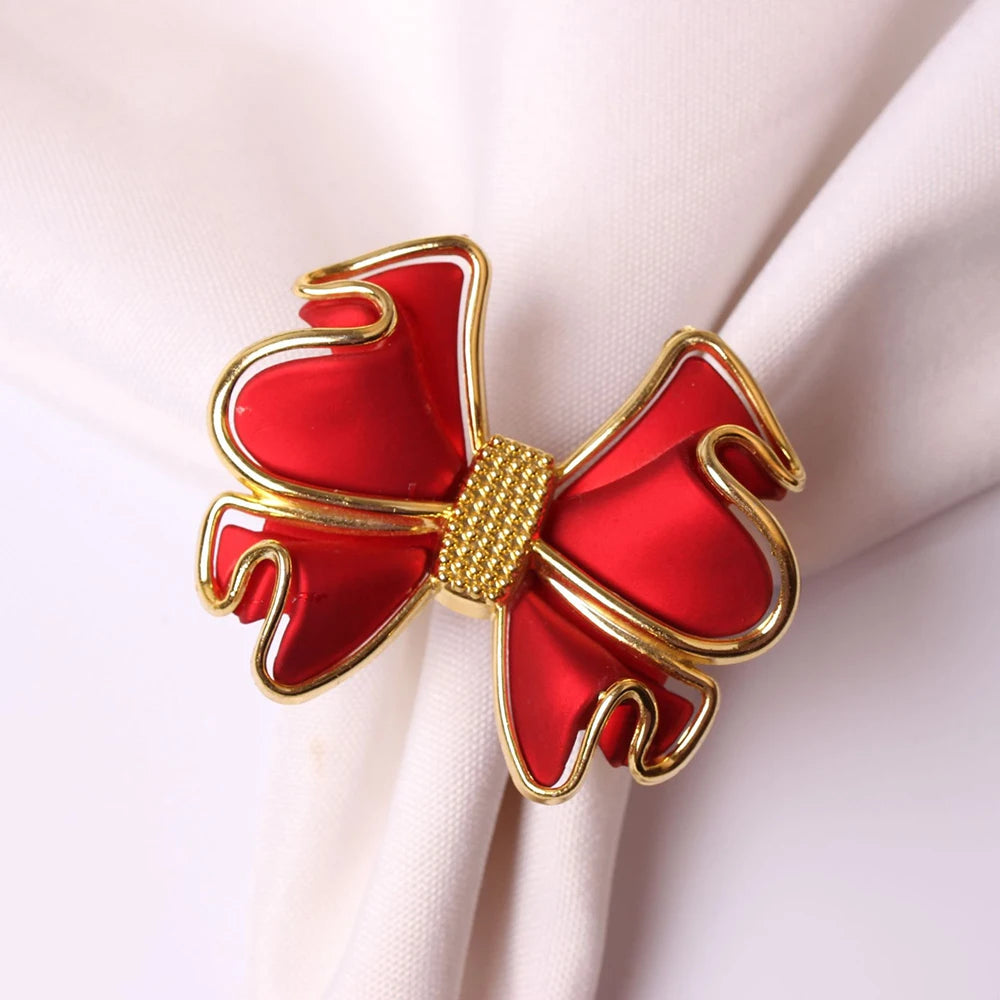 Red Bow Holiday Napkin Rings