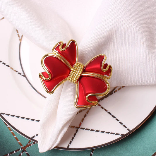 Red Bow Holiday Napkin Rings