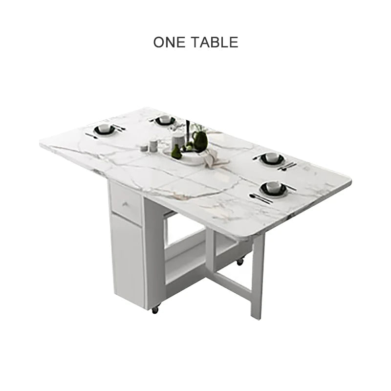 Foldable Mobile Dining Table with Storage