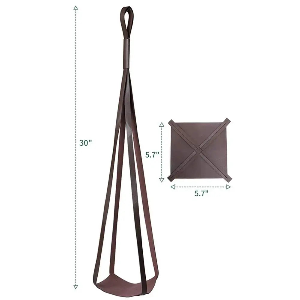 Leather Hanging Flower Pot Holder, 30"