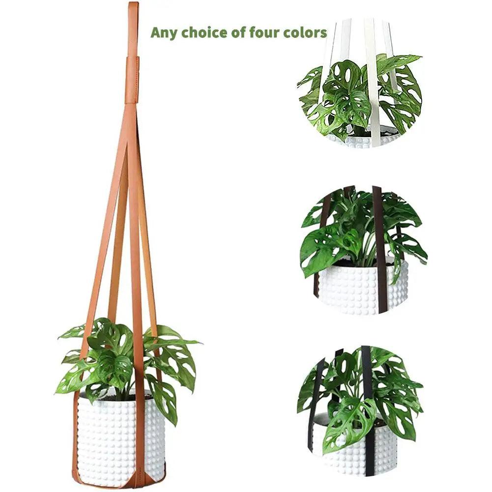 Leather Hanging Flower Pot Holder, 30"