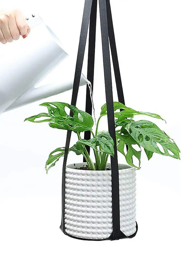 Leather Hanging Flower Pot Holder, 30"