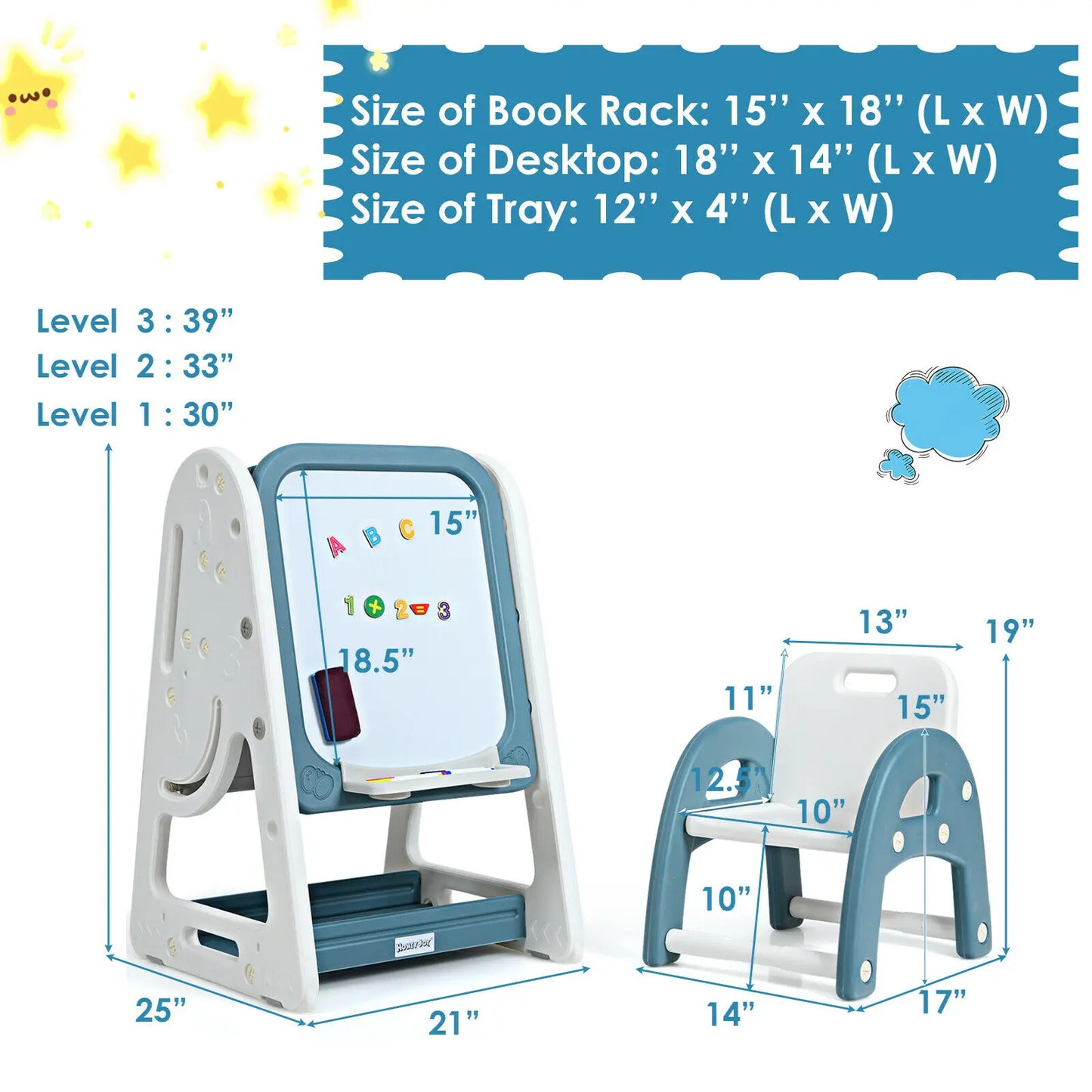 Adjustable Kids Easel with Chair