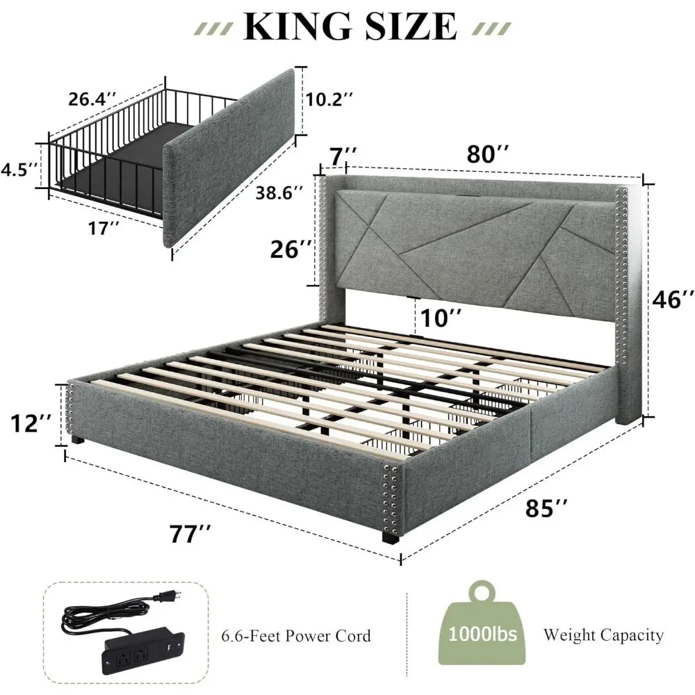 Platform Bed Frame with 4 Drawers