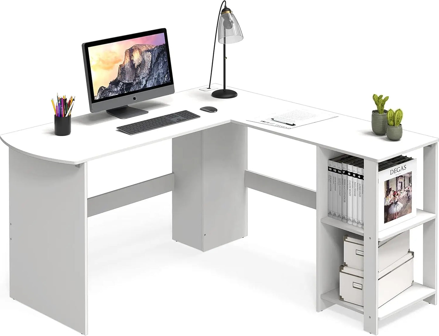 L-Shaped Corner Desk, White