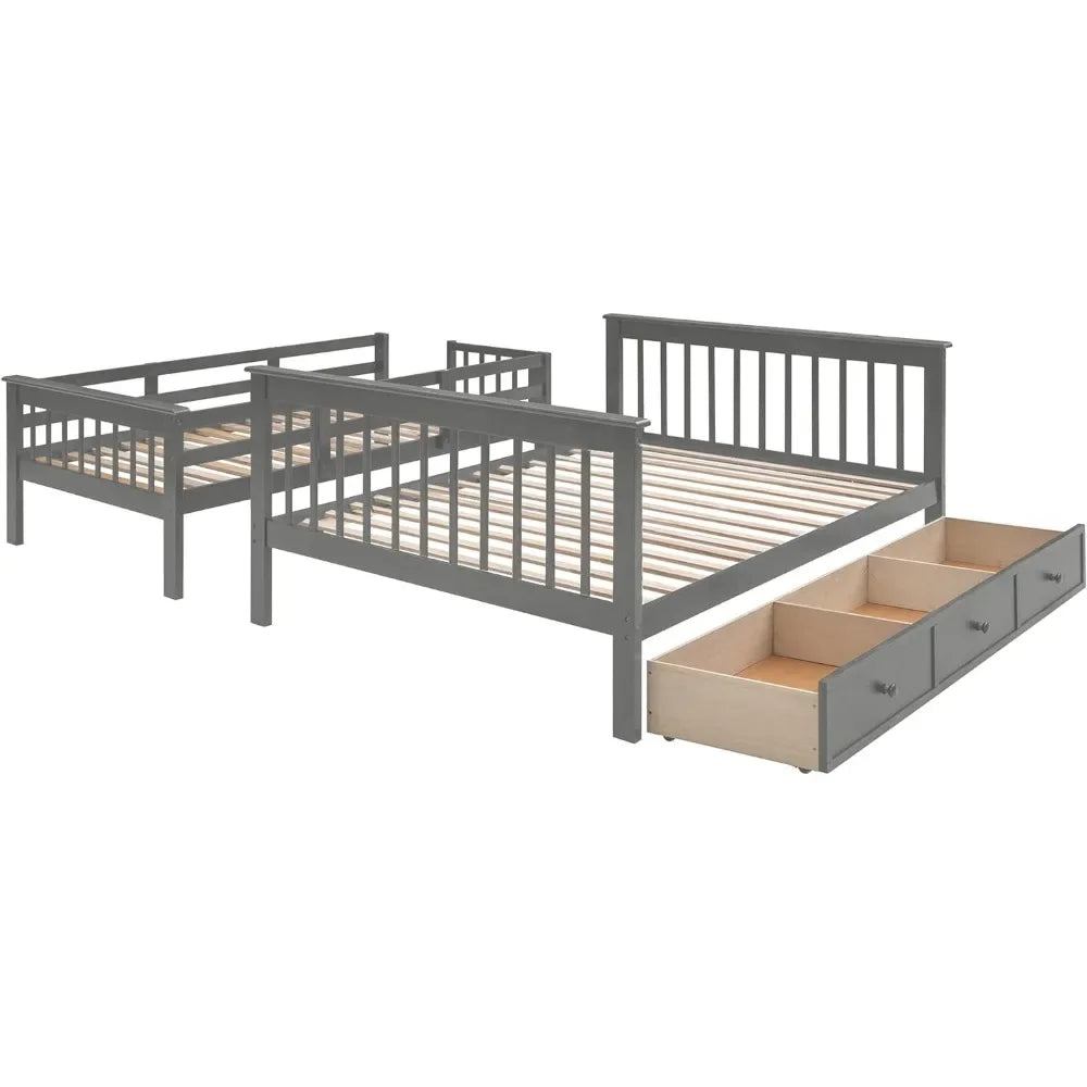 Twin Over Full Bunk Bed with Stairs