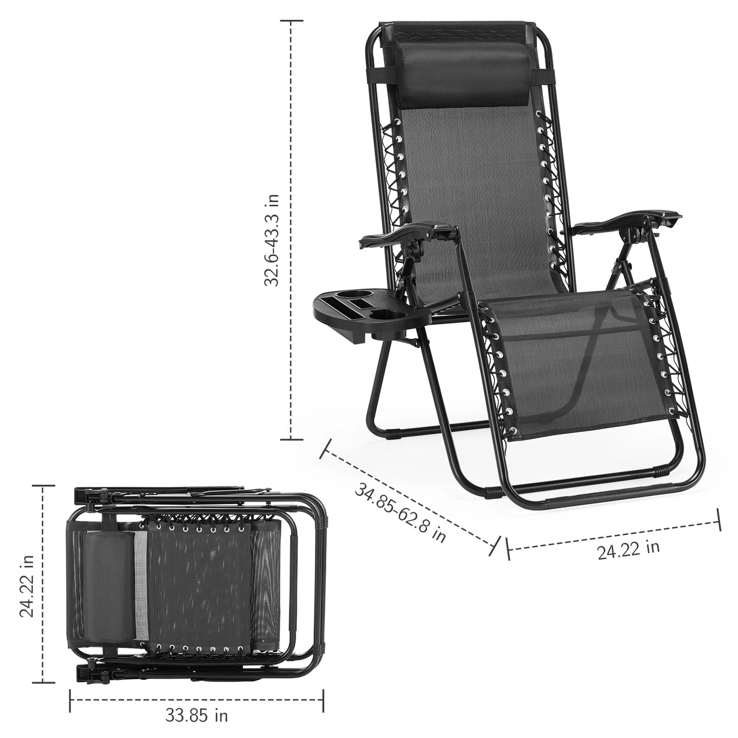 Zero Gravity Portable Recliner,  Set of 2