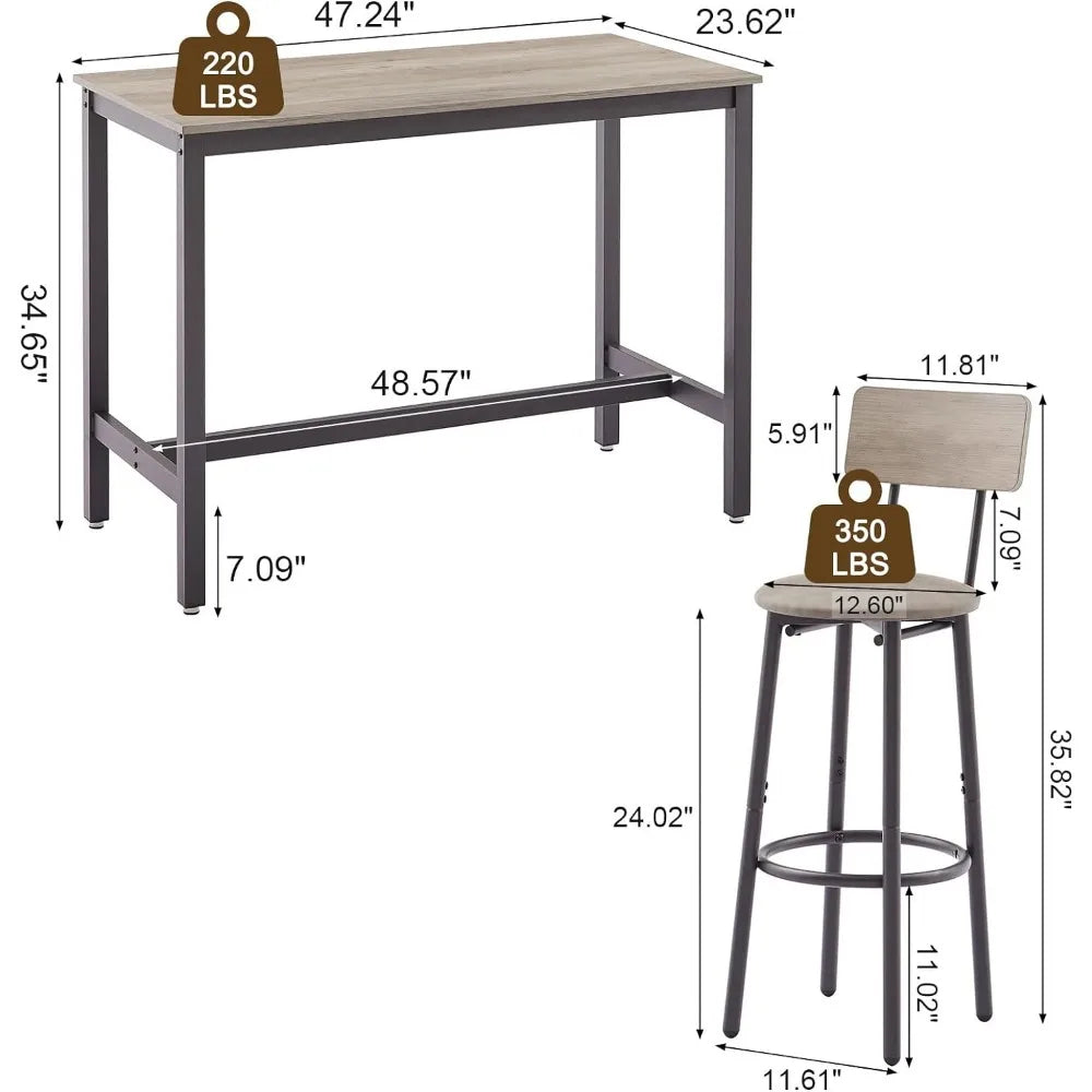 Bar Table and Chair Set for 5