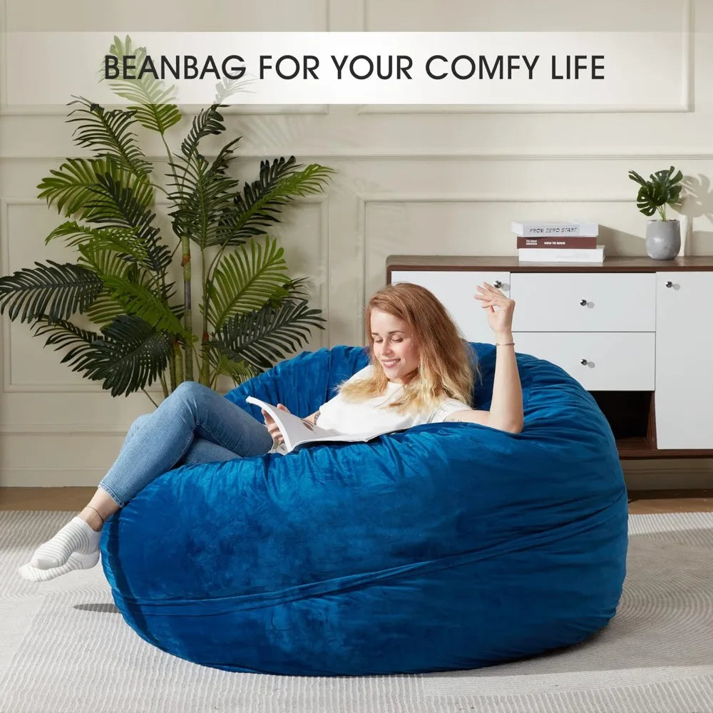 Oversized Plush Bean Bag Chair, Memory Foam Filled