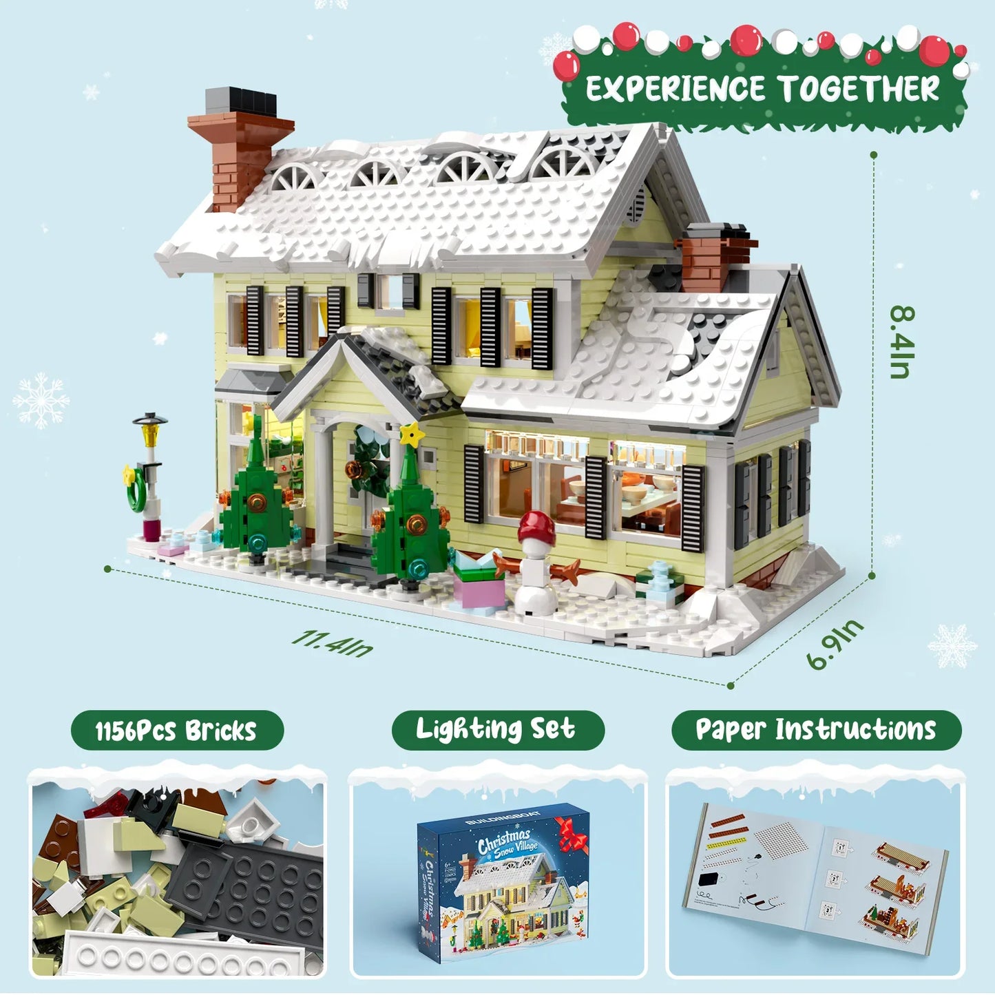 Christmas Snow Village House, 1156 Pcs