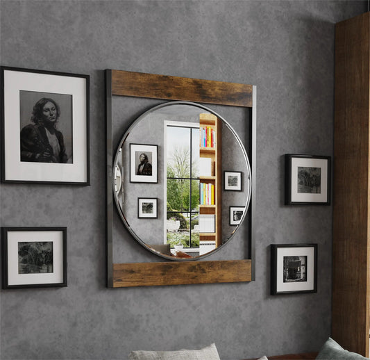 Industrial Wall Mounted Mirror, 63x76CM