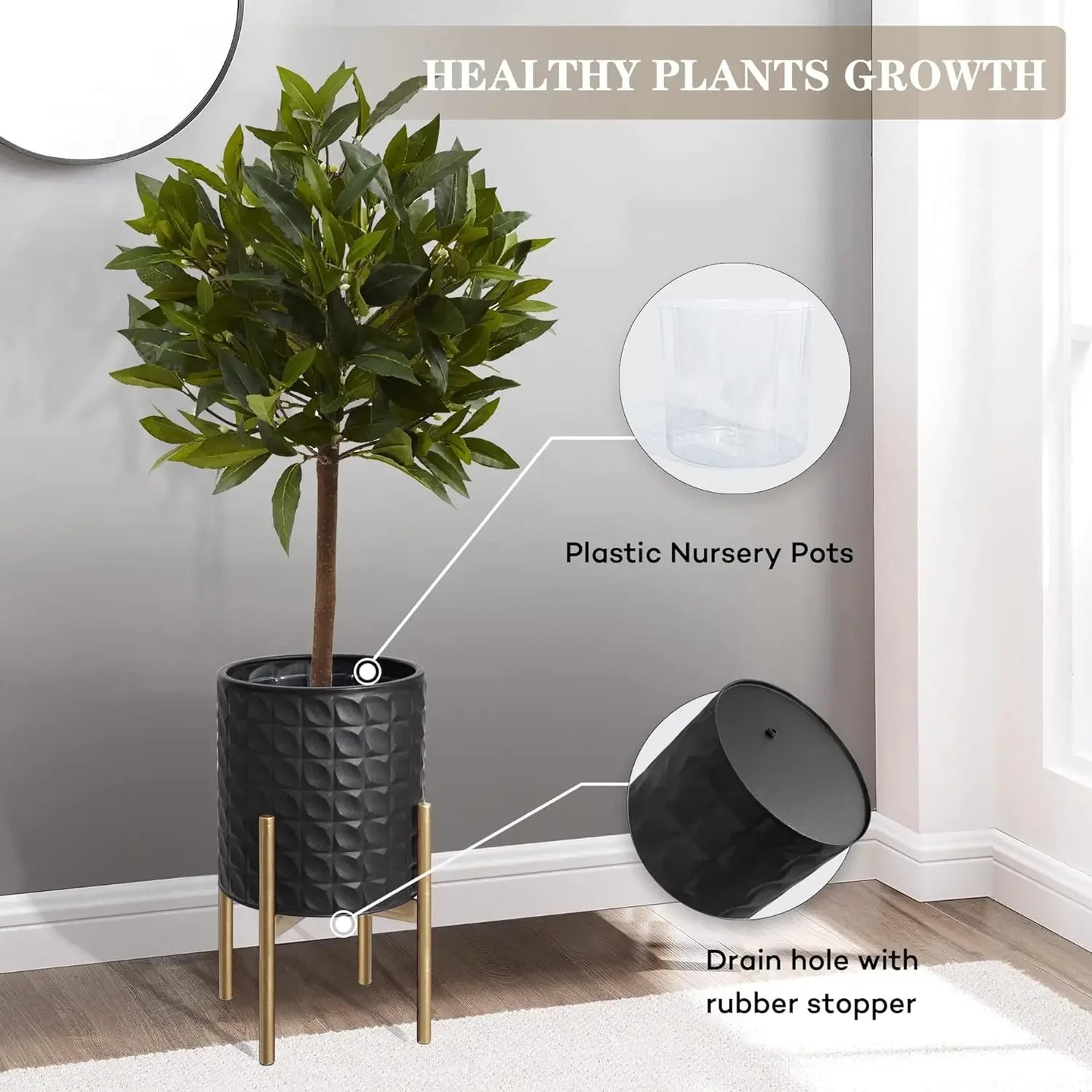 Modern Decorative Planter, Set of 2, 8/10"