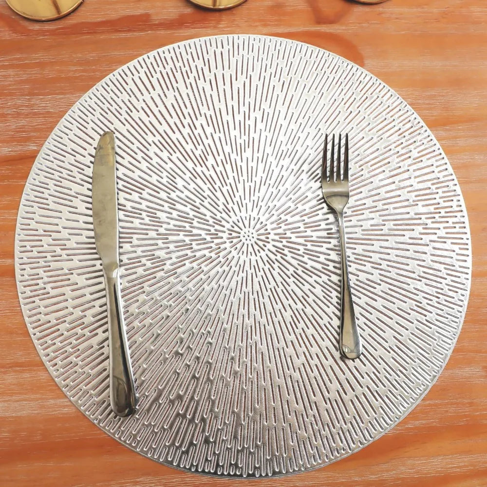 Silver Round Placemats Set,15''