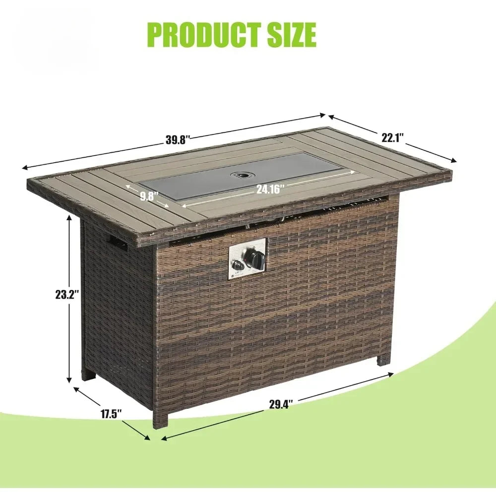 Propane Fire Pit Table with Storage, 40"