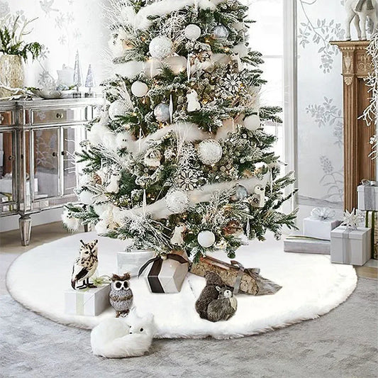 White Plush Christmas Tree Skirt, 78/90/122cm