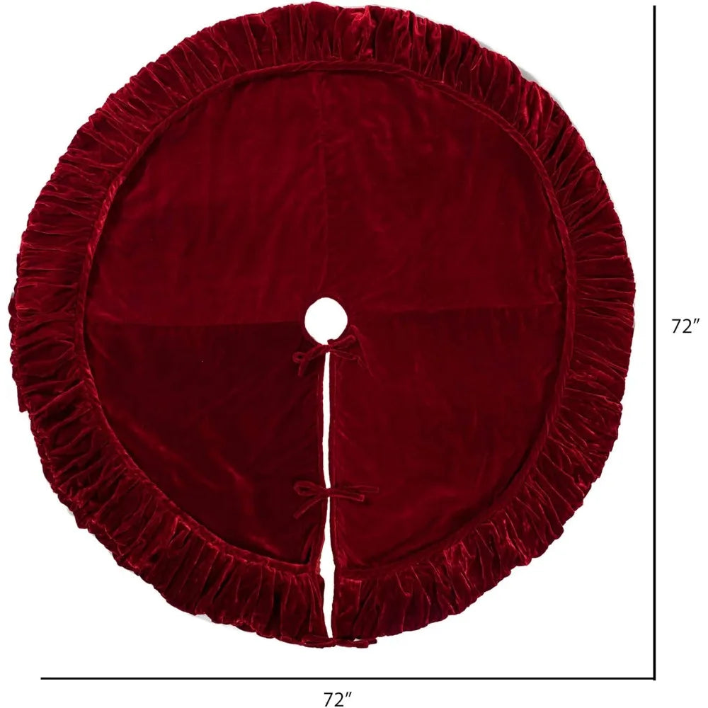 Plush Red Velvet Christmas Tree Skirt, 72"