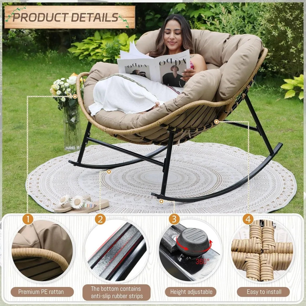 Outdoor Rocking Chair with Padded Cushion