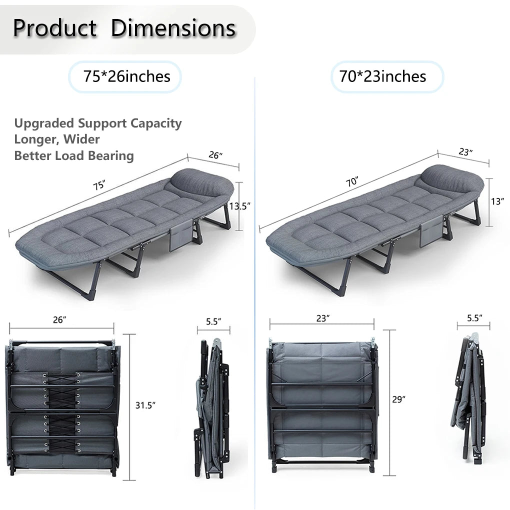 6 Position Sleeping Cot with Mattress and Pillow