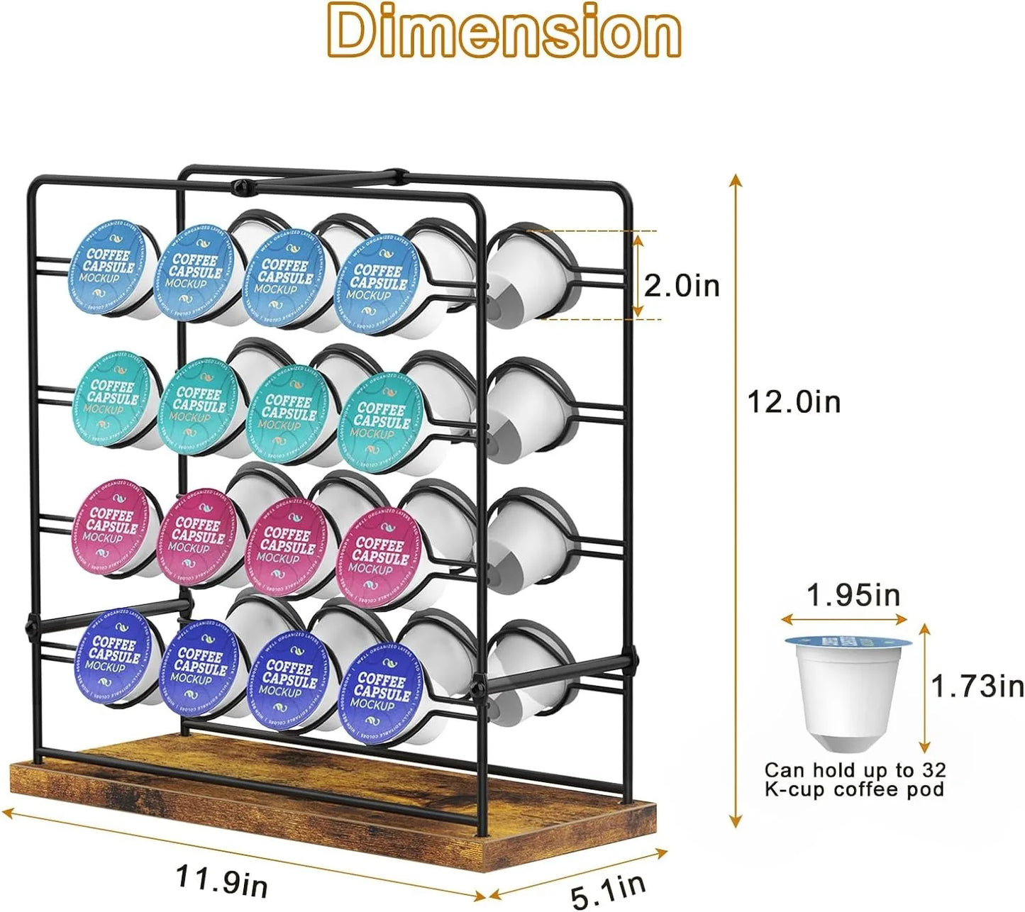 Modern Coffee Pod Holder, 32 Pods