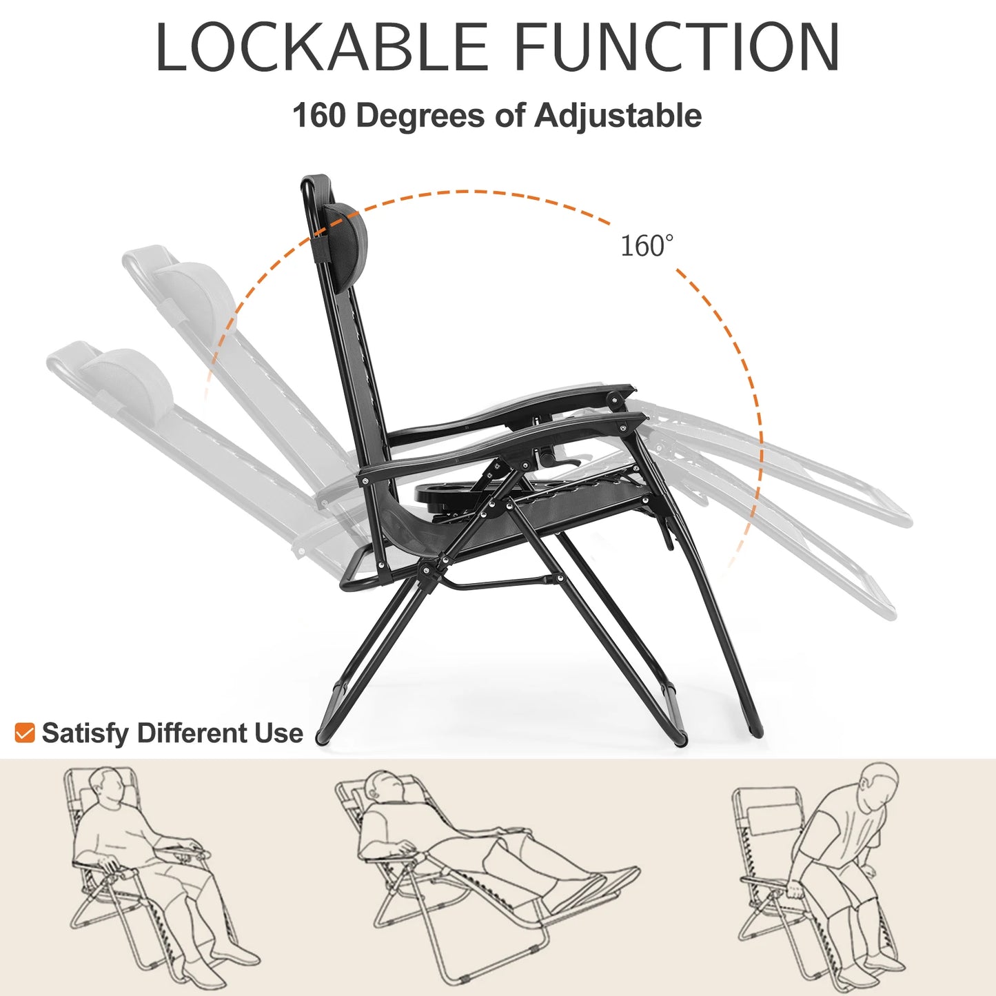 Zero Gravity Portable Recliner,  Set of 2