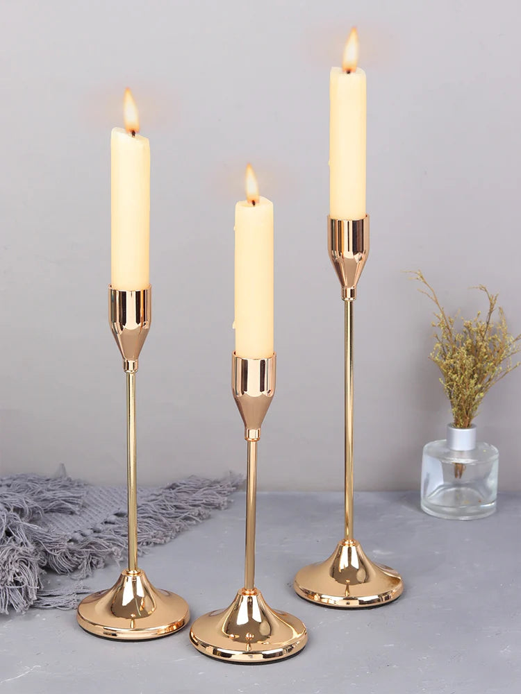 European Style Metal Candle Holders, 3 Pcs