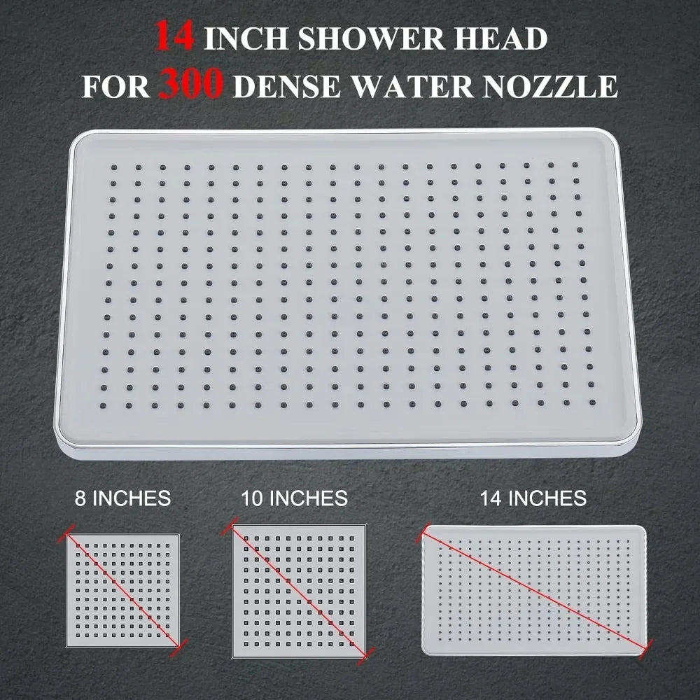 14-Inch High Pressure Rainfall Showerhead Combo