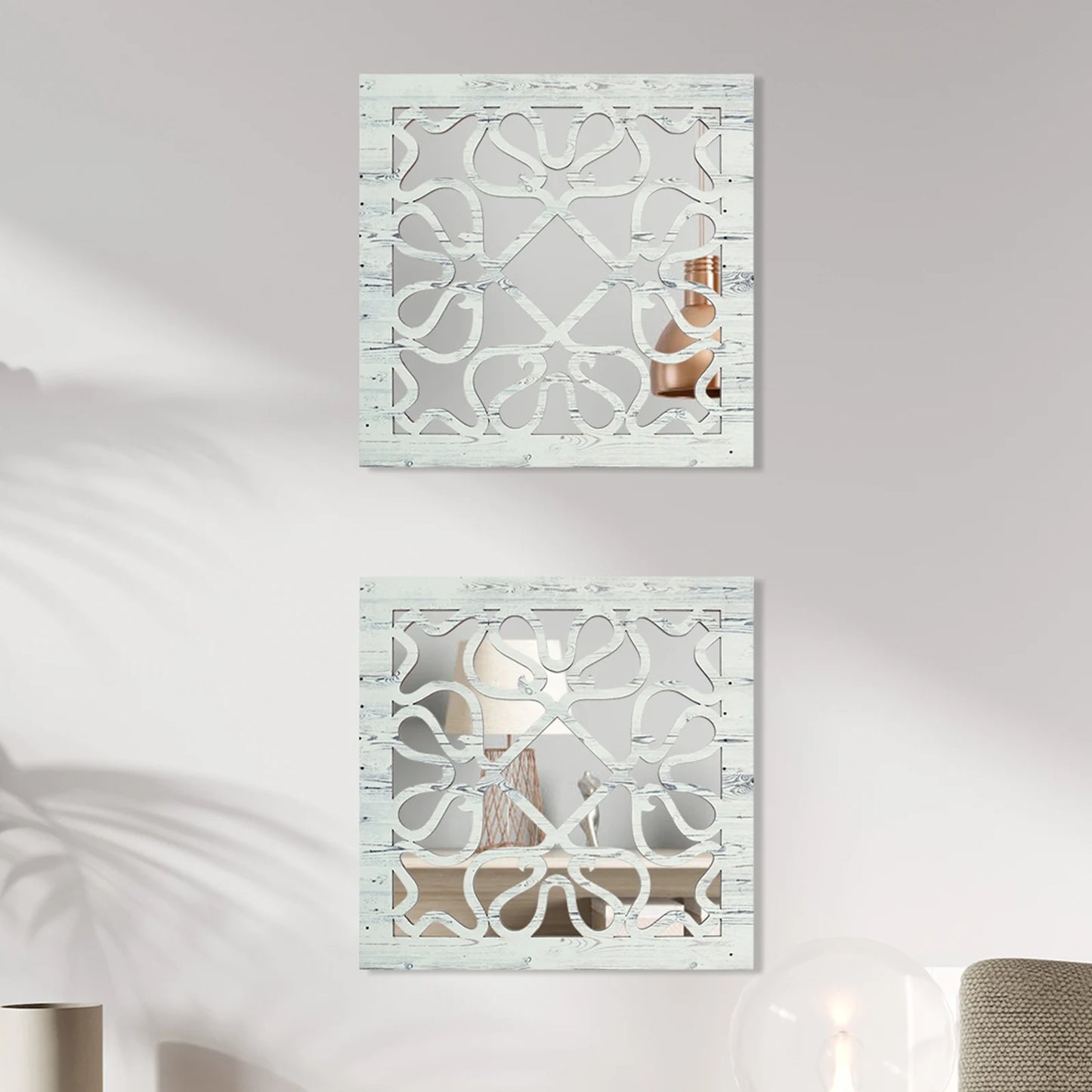 Square Wall Mirror, 2Pcs  30x30cm