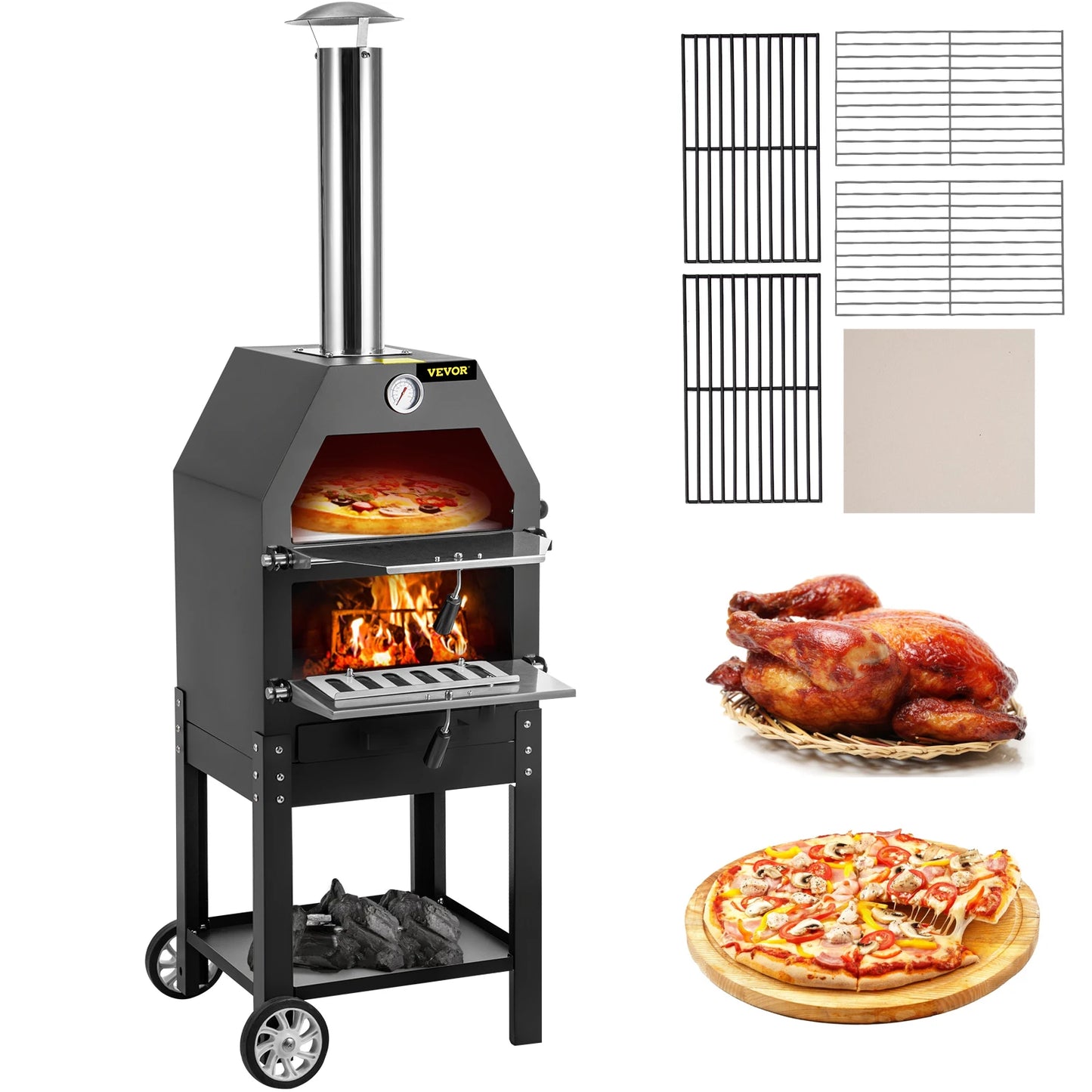 Outdoor Wood Fire Pizza Oven, 12"