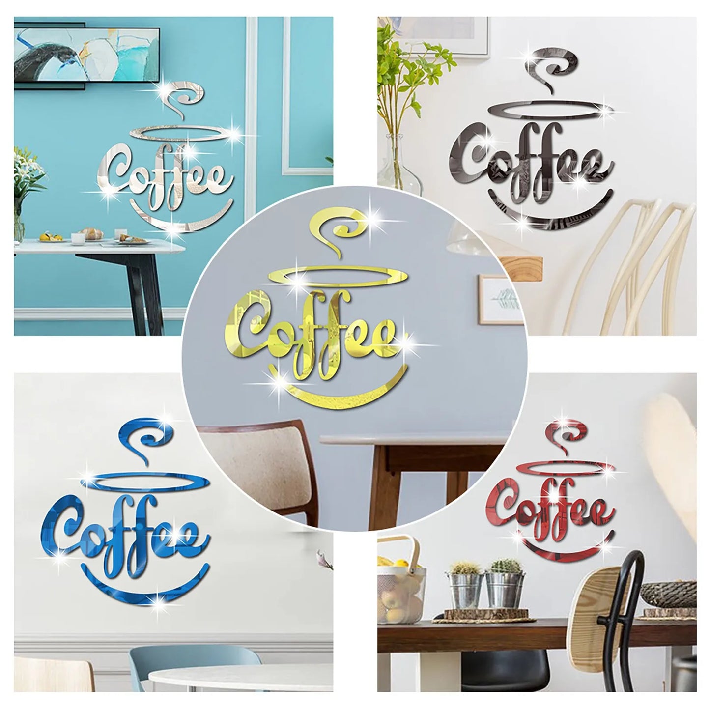 Coffee Bar 3D Mirror Sticker