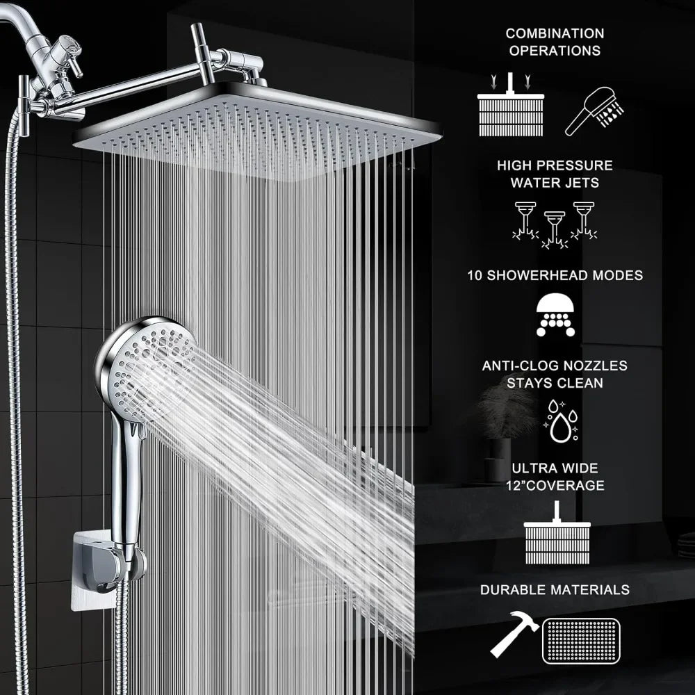 14-Inch High Pressure Rainfall Showerhead Combo