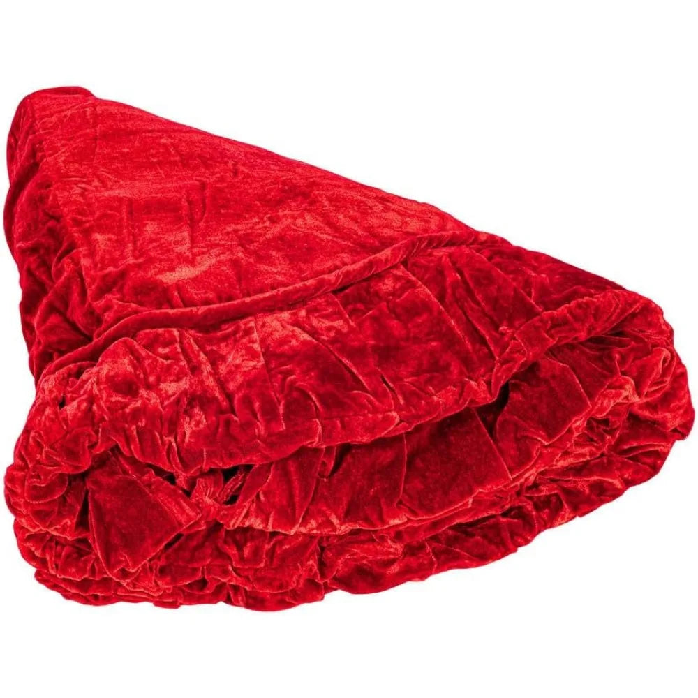 Plush Red Velvet Christmas Tree Skirt, 72"