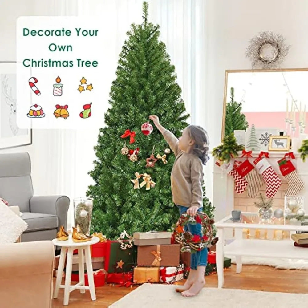 8ft Pre-lit Christmas Tree, 11 Lighting Modes & Foldable Base