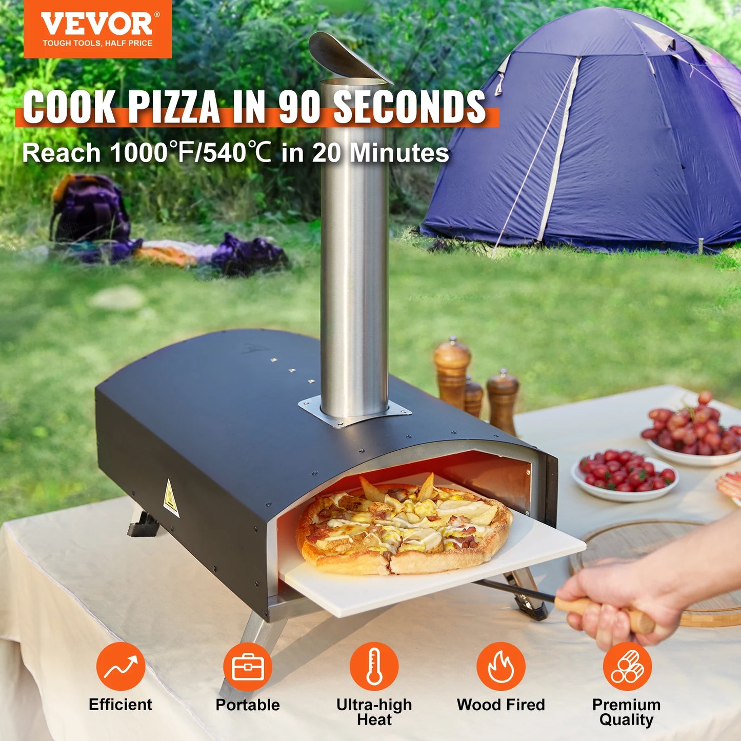 Portable Wood Fired Pizza Oven, 12"