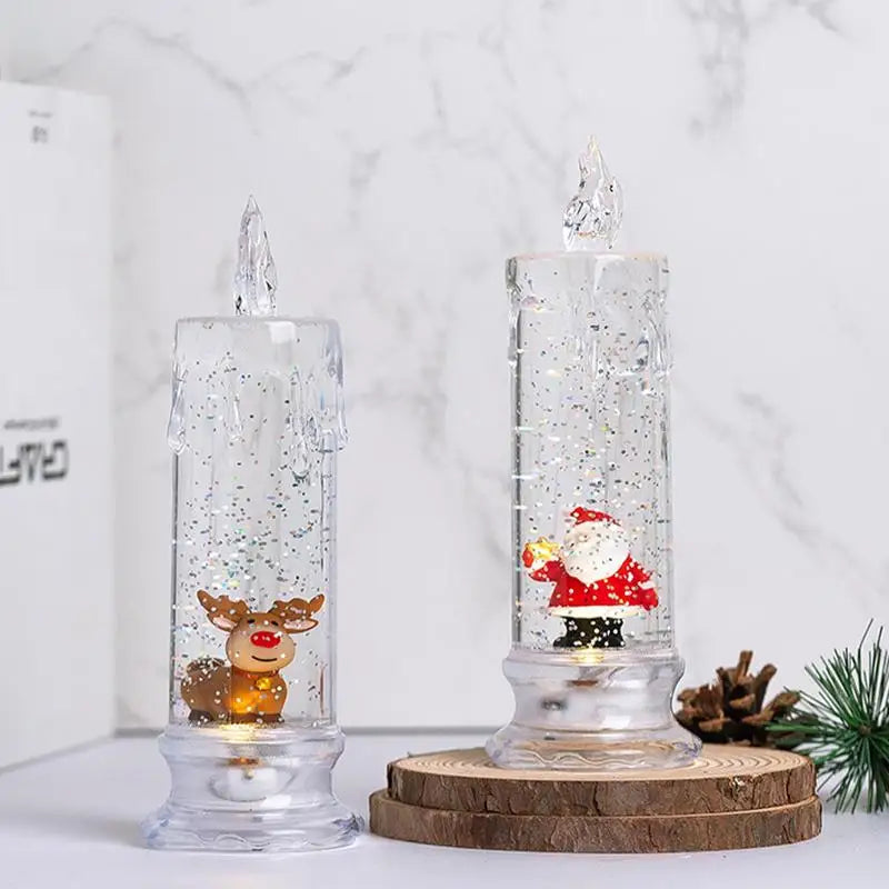 LED Snow Globe Candles with Music