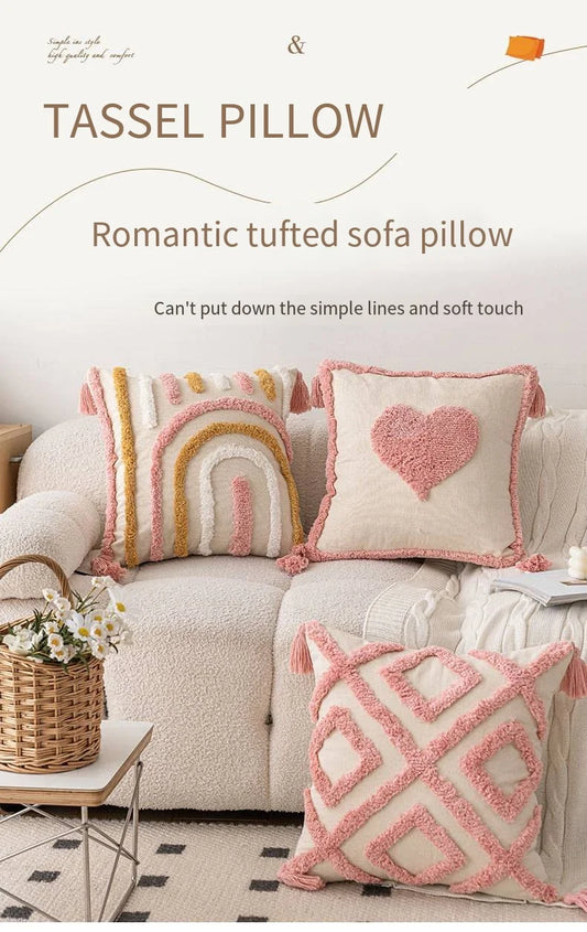 Pink Tufted Sofa Pillow