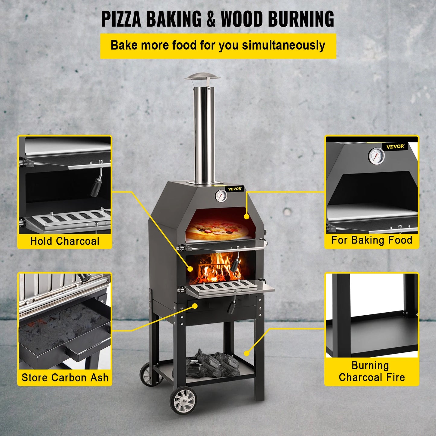 Outdoor Wood Fire Pizza Oven, 12"