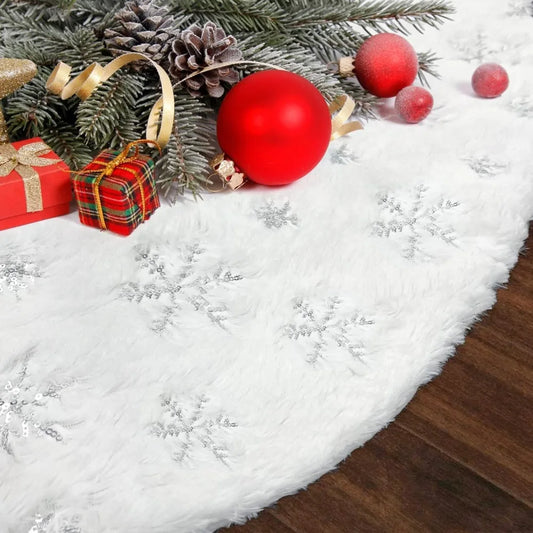 Faux Fur Snowflake Tree Skirt, 96"