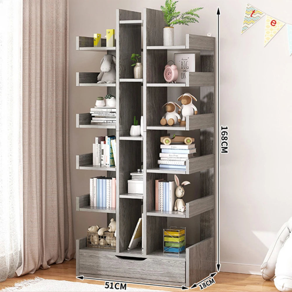 Standing Multi-Level Wooden Bookshelf