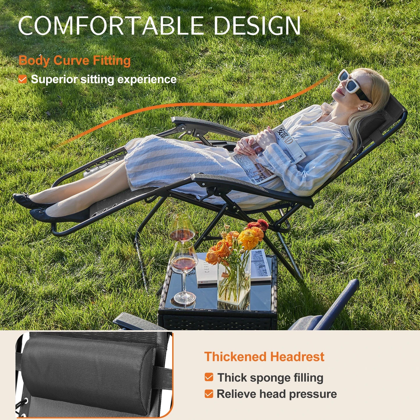 Zero Gravity Portable Recliner,  Set of 2