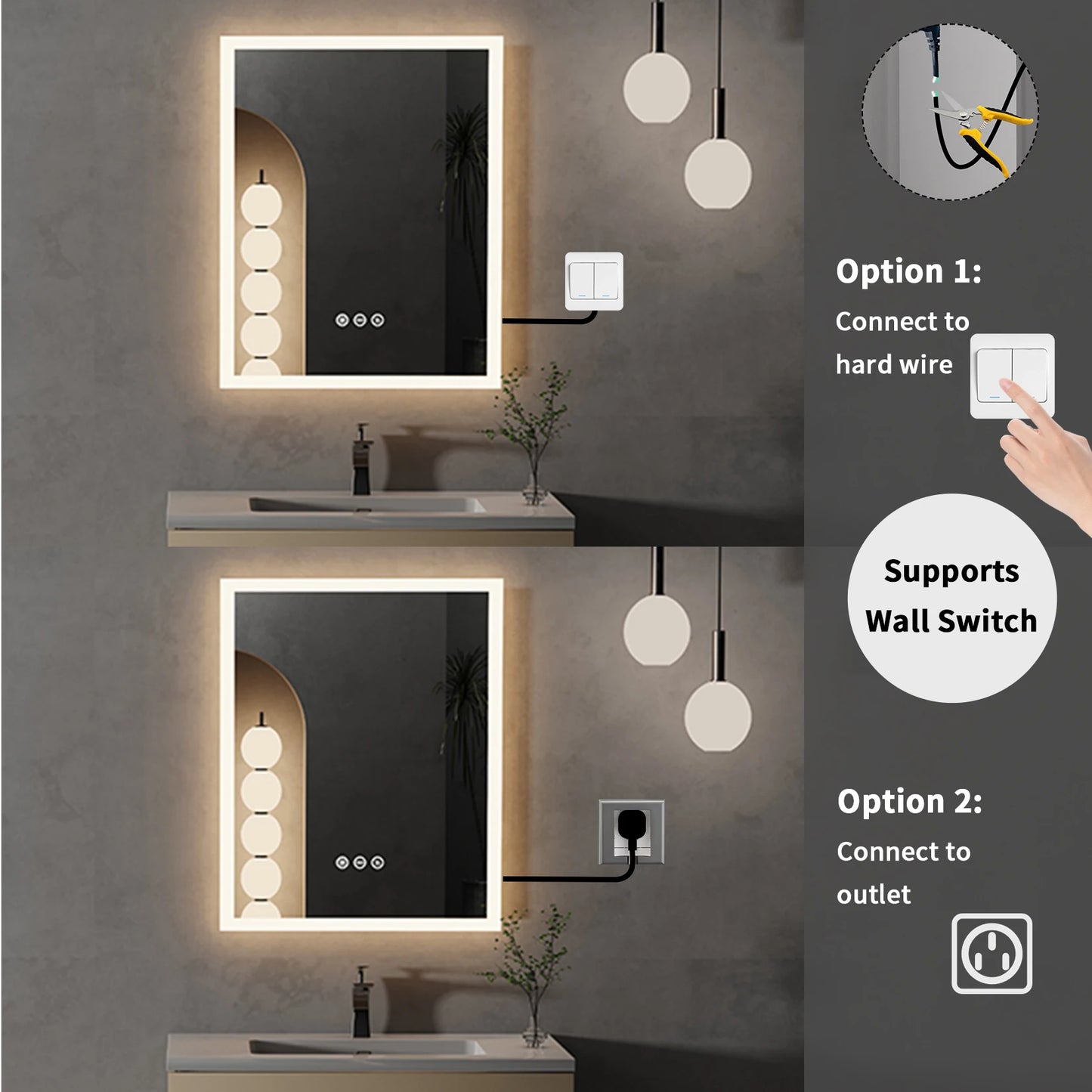 LED Anti-Fog Lighted Bathroom Mirror