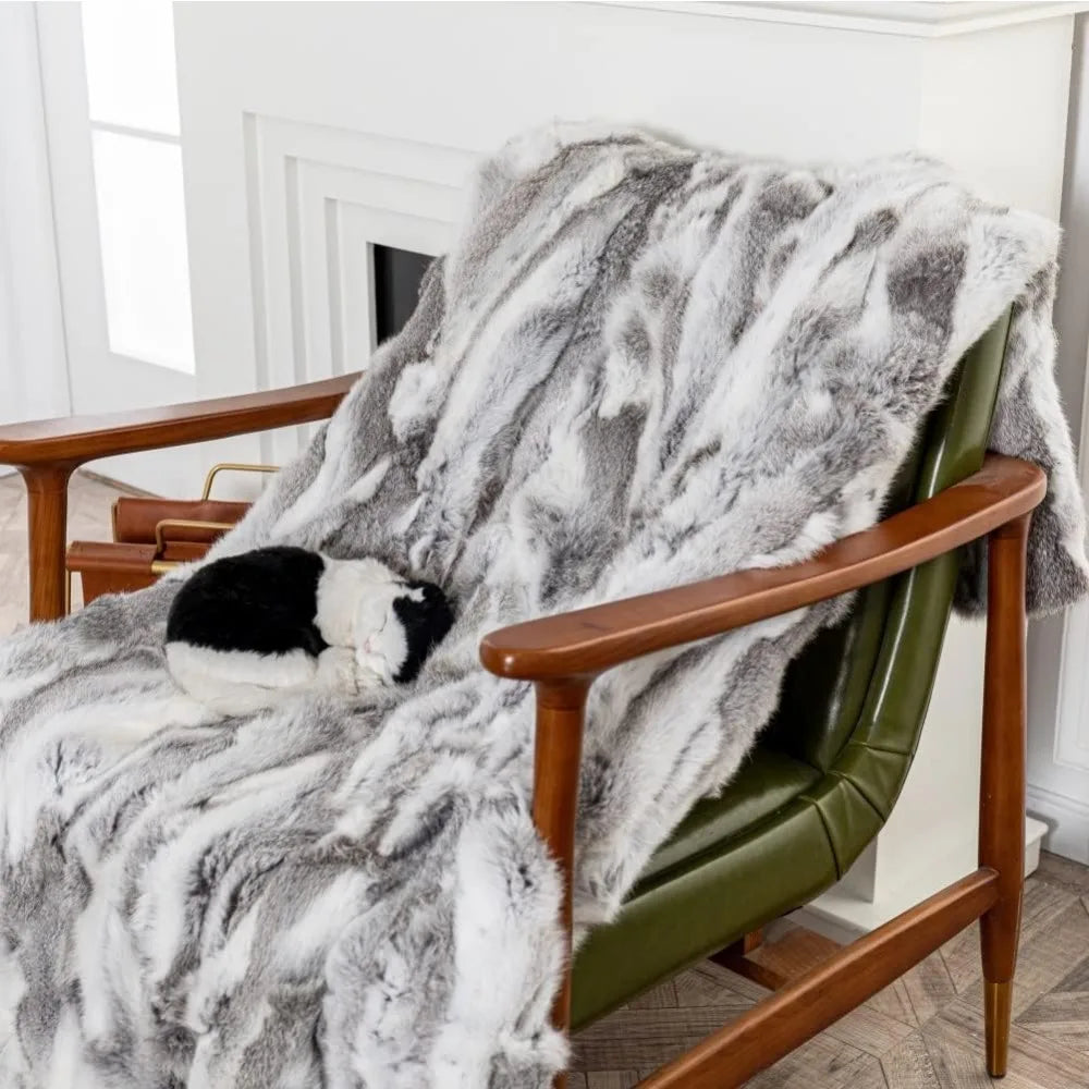 Plush Fur Throw Blanket, 60 x 80"