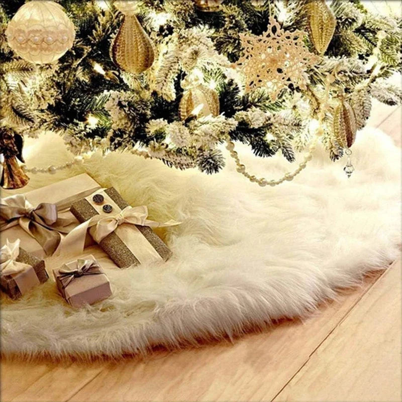 White Plush Christmas Tree Skirt, 78/90/122cm