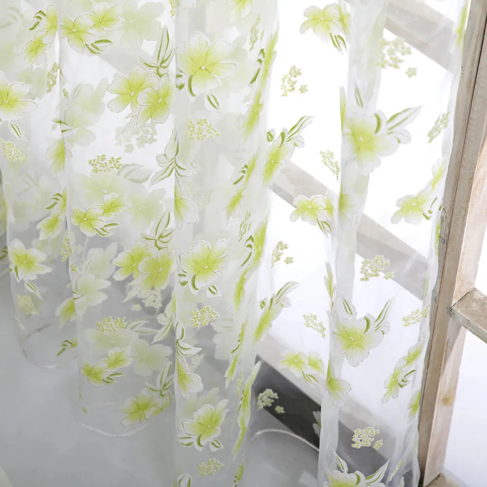 Sheer Tulle Flowered Curtain