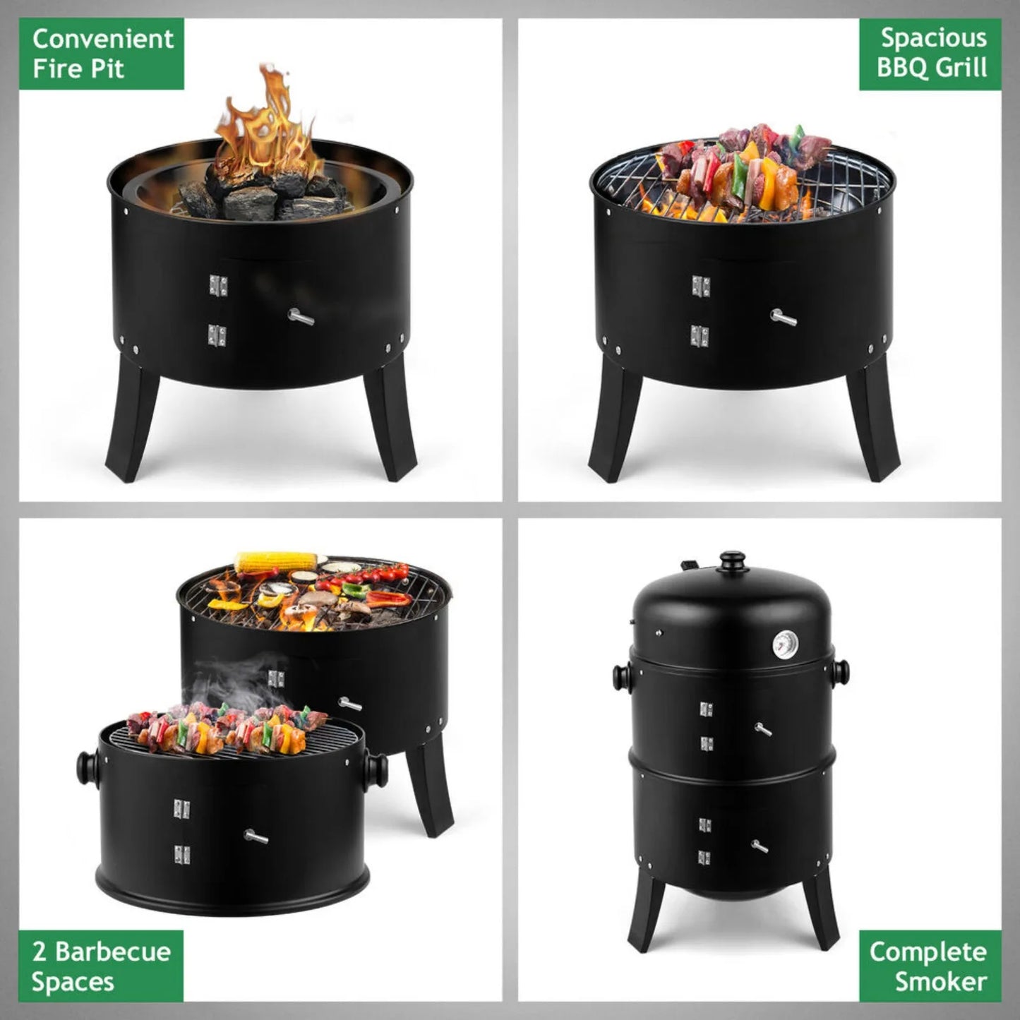 3 in1 Charcoal Smoker Grill