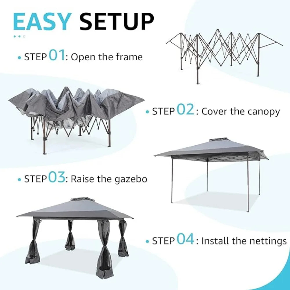 Metal Frame Gazebo, 13 x 13'