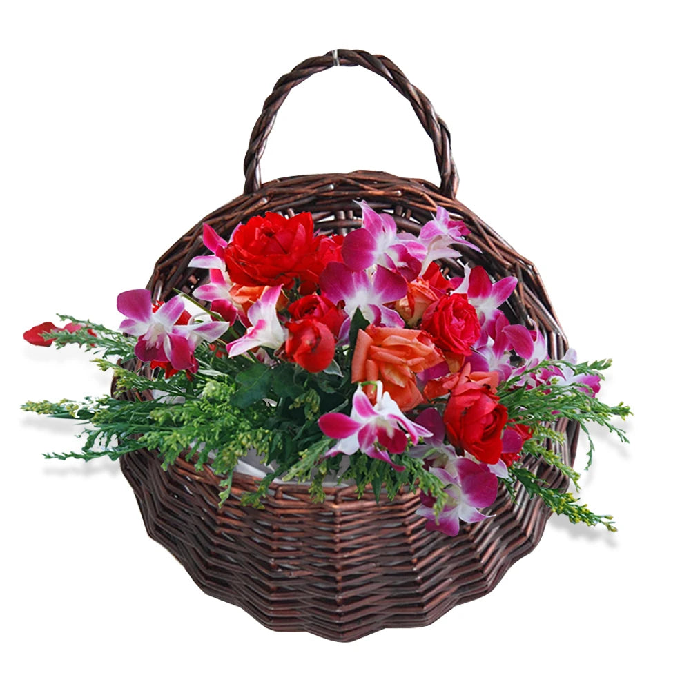 Wall Hanging Rattan Flower Baskets, 2/4/8/10 Pcs