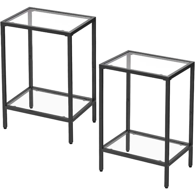 Tempered Glass Side Tables, Set of 2