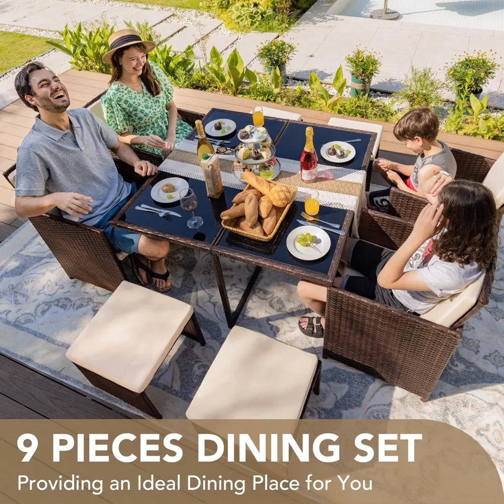 9-piece Terrace Dining Table and Chair Set